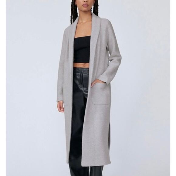 ARITZIA BABATON Luxe Lounge Coat Jacket Womens XXS Light Heather Gray Wool Long